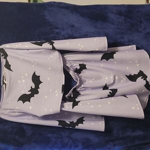 Shein curve Bat and star print crop top and skirt 2XL